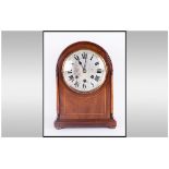 English Walnut Dome Topped Full Chimes Striking Mantle Clock 8 day movement, strikes on 5 gongs with