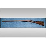 Antique Higham England 12 Gauge/Bore Double Barrel Shotgun, Damascus barrels, barrel length 30'',