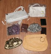 Box Containing A Selection Of Quality Leather Items INcluding three hand bags, three evening bags, 1