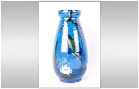 West Country Bulb Vase, Bird Decor on blue ground. Approximately 6.5'' in height.
