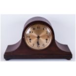 German 1930's Oak Cased Chiming Mantel Clock. Chimes on 5 Rods / Gong. Westminster Chime. 9 Inches