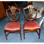 Pair of Sheraton Style Stand Chairs, with Shaped Wheat sheaf Backs, Drop In Seats on Square Tapering
