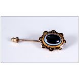 Antique 15ct Gold Quality Banded Agate Set Gentlemans Or Ladies Stick Pin, 2'' in height. 4.4