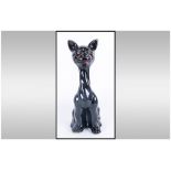 Vintage Black Glazed Standing Cat 12'' in height. Probably Italian. Unmarked 1940/50's