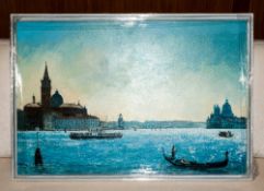 Local Artist Robin W Theobald Contemporary Mounted Original Oil on Canvas. 'San Giorgio Maggiore,