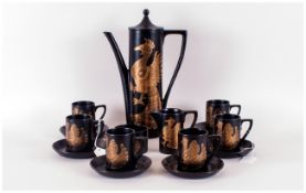 Portmeirion Phoenix Design Coffee Set by John Cuffley, Stoke on Trent. (15) pieces in total.