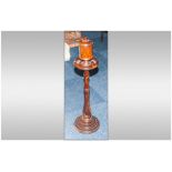 Hardwood 1930 / 1940's Smokers Stand, The Top In The Fom of a Lidded Jar Below an Ashtray on a