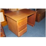 G Plan Style Office Desk Of Plain Form With 3 Short Drawers
