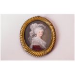 19thC Portrait Miniature Depicting A Noble Lady, Wearing A Red  Signed To Edge Looks To Be A