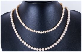 Ladies Cultured Pearl Necklaces, 14ct Gold Clasp, 2 necklaces in total. The pearls of good