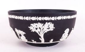 Black Basalt Wedgwood Bowl With Classical Design.