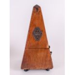French Maelzel Paquet Pyramid Shaped Walnut Cased Metronome, Year Early 20th Century. 8.5'' in