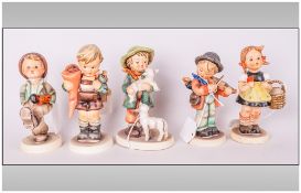 Hummel Early FIgures 5 in total. 1. Little Scholar, 5.5'' in height, 2. Little Musician, 3. Little