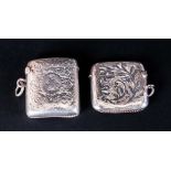 Edwardian Hinged Silver Vesta Cases, 2 in total. Hallmark Birmingham 1913, Hallmark Birmingham 1906.