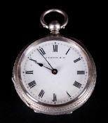 Late Victorian Silver Ladies Fob Watch by H Robert and Co. NO 281 Kentish Town Road London and