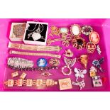 A Large Vintage Collection Of Stone Set Costume Jewellery. Over 25 pieces.