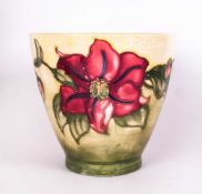 Moorcroft Small Planter ' Clematis ' Design on Green Ground. 5 Inches High & 5 Inches Diameter. Good