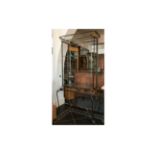 Wrought Iron Contemporary Display Stand with three exposed glass shelves support with wrought iron