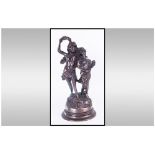Italian 20th Century Bronze Figure/Sculpture Of A Romantic Couple Of Classical Form raised on a