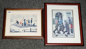 Two Modern Edition Lowry Prints titled 'The Raft. With a facsimile signature. Plus a similar print