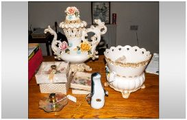 Collection Of Ceramics & Glassware Including Wedgwood Boxed Glass Otter, Glass Candlestick