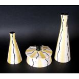 Midwinter Clayburn Factory - Jessie Tait Design 4 Piece Cruet Set, Yellow and Black Wavy Line