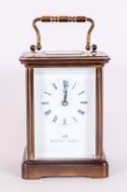 Mathew Norman Fine Quality Brass Carriage Clock 8 Day Movement, White Dial & Black Numerals. Visible