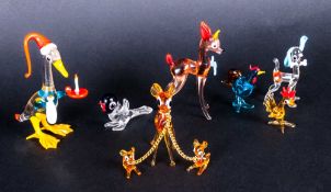 Collection Of 7 Coloured Glass Miniatures.