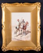 Victorio Rappini Italian Artist 1877-1939. 'Bedouin Chiefs On Horseback' Watercolour Signed, mounted