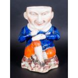 Unusual Antique Staffordshire Figure of The Snuff Taker, Decorated In an Under glazed Blue Coat. 8