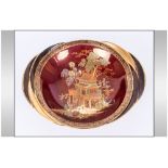 Carlton Ware Rouge Royale Chinoiserie Dish, 'New Mikado' pattern on a red ground, on a circular,