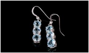 Rock Crystal Pendant Earrings, each earring comprising a large pear cut, and a smaller lozenge