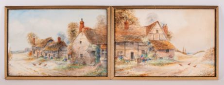 Ernest Potter - British Artist Late 19th / Early 20th Century Pair of Watercolours ' Cottage