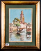 Smythe Watercolour Scenes Of Venice Canal, Mounted & Framed. Behind Glass. 13.5x9.5''