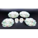 Crown Staffordshire Very Fine Hand Painted Brightly Coloured Enamels Cabinet Plates 4 in total. Plus
