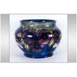 William Moorcroft Signed - Large and Impressive Jardiniere ' Pansy ' Design on Blue/Green Ground.