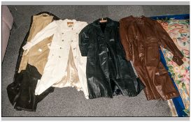 Collection Of Four Full Length Leather/Leatherette Coats, various designs & colours