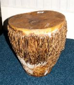 African Animal Skin Drum of Typical Form, With Decorative Leather Work to Its Sides. 16 Inches High,