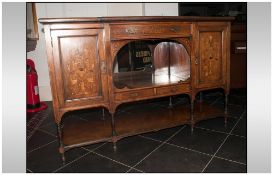 An Edwardian Rose Wood Inlaid Chiffonier Cabinet profusely inlaid to the doors and floral decoration