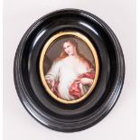 Finely Decorated Antique Hand Painted Oval Porcelain Plaque in the manner of K.P.M depicting a