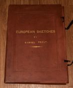 A Folio of European Sketches by Samuel Prout, In a Gilt Buckram Cover, The Portfolio Consists of