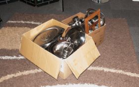 Two Boxes Kitchen Cooking Utensils & Metalware.