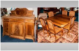 French Walnut Dining Room Suite, Consisting of 6 Bergere Backed Dining Chairs with Shaped Stretchers