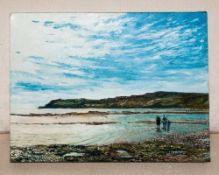 Local Artist Robin W Theobald Contemporary Mounted Original Oil on Canvas. 'Robin Hood's Bay' with