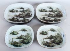 Royal Copenhagen Collection Of Four Faience Bowls Decorated With Eiders no.1049-5304 & 1048-5303