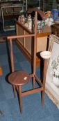 Unusual Gents Coat/Shirt Stand in teak, with coat hanger, round marble bowl fixed to frame and a