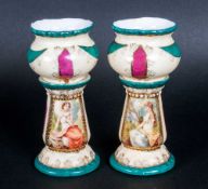 Royal Vienna Late 19th Century Miniature Porcelain Pieces ( 4 ) In Total, Pair of Pedestals 2.25