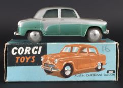 Corgi Toys No 201 Austin Cambridge Saloon Model. Metallic Green/Silver Body , Complete With Blue