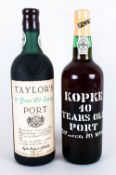 Bottle Taylor's 20 Years Old Port, WIth a Bottle of Kopke 10 Years Old Port.