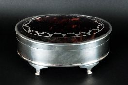 George V Fine Silver & Tortoiseshell Ladies Trinket Box Raised On Four Feet, Hallmark Birmingham